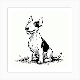 Line Art bull terrier dog 2 Art Print