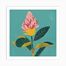 Celosia 2 Square Flower Illustration Art Print