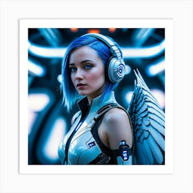 Futuristic Girl With Blue Hair 8 Art Print