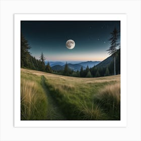 Moonlight In The Mountains Art Print