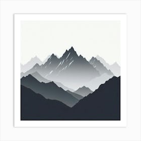 Black And White Mountain Landscape Art Print