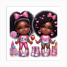 Two Little Black Girls Art Print