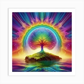 Beautiful rainbow tree of life Art Print