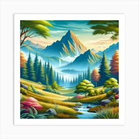 Mountain Landscapes For Peaceful Ambiance Art Print