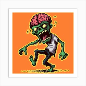 Zombie With Brain Art Print