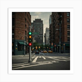 Traffic Light In New York City Art Print