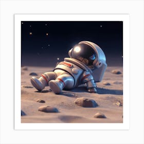 Astronaut In Space, Cute 3d render Art Print