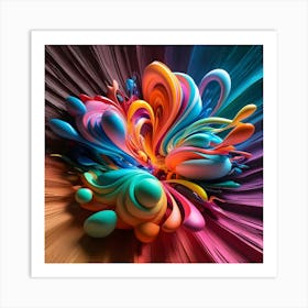 A Vibrant, 3d Rendered Collage Featuring A Mesmerizing Array Of Abstract Colors Art Print