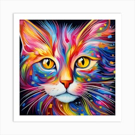 Colorful Cat Painting 3 Art Print