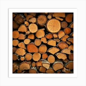 Firefly Stacked Firewood Logs With Natural Wood Texture 88965 (2) Art Print