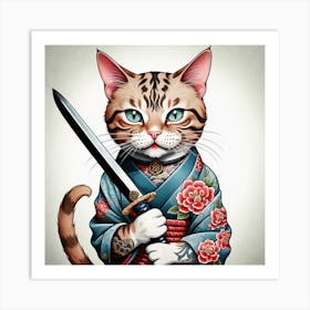 Samurai Cat 2 Art Print