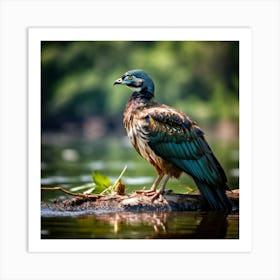 Nut Sharpened Hawk Walnut Feather Brown Drake Blurred Park Peacock Avian Green Duck Pea (3) Art Print