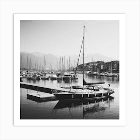 Black And White Marina Art Print