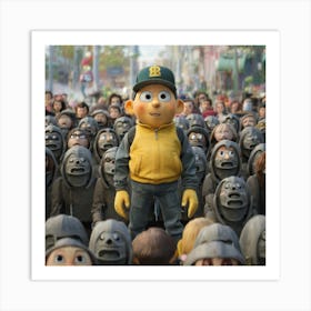 Cartoon Character In A Crowd Art Print