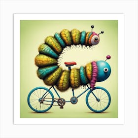 846882 Giant Caterpillar Riding A Bicycle, Surreal, Absur Xl 1024 V1 0 Art Print