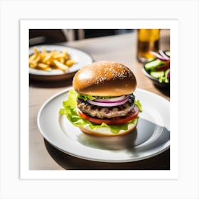 Hamburger On A Plate 15 Art Print