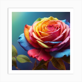 Rainbow Rose Art Print