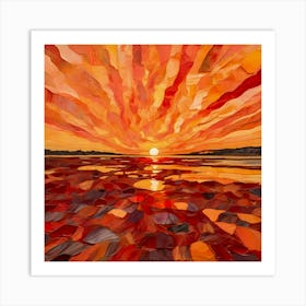 Eternal Dusk: An Abstract Sunset At The Beach 1 Art Print