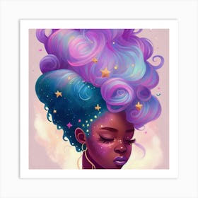 Black Girl With Stars Art Print