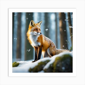 Fox In The Snow 10 Art Print