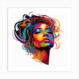 Colorful Woman'S Face 4 Art Print