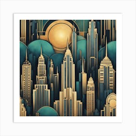 Deco Cityscape Art Print