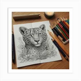 Leopard Drawing Art Print