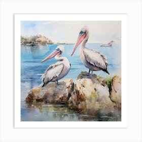 Pelicans By The Sea Art Print