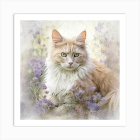 Coon Cat In Lavender Art Print