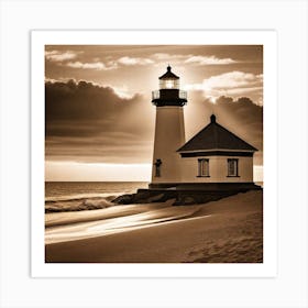 Lighthouse At Dusk 11 Art Print