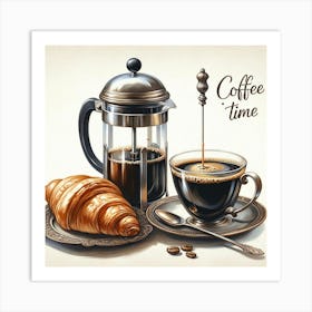 Coffee Time Coffee Lover Wall Print Art A Chic And Delightful Scene Perfect For Enhancing Any Space With The Love Of Coffee And A Touch Of Elegance Art Print