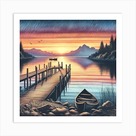 Sunset At The Dock 4 Art Print