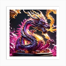 Magenta Glass Chinese Dragon Art Print