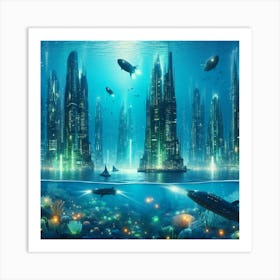 Futuristic Underwater City 1 Art Print