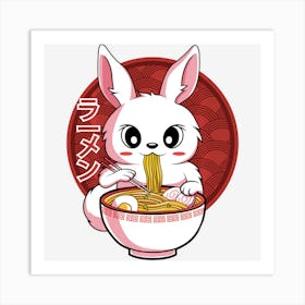 Limited Edition Kawaii Bunny Anime Ramen Japanese Noodles Art Print