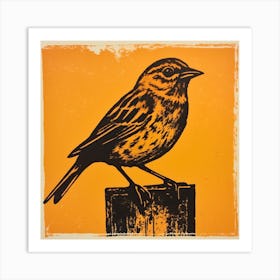 Retro Bird Lithograph Yellowhammer 3 Art Print