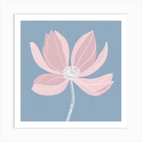 A White And Pink Flower In Minimalist Style Square Composition 188 Art Print