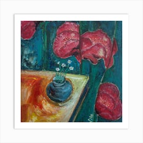 Still Life With Poppy Curtain Art Print