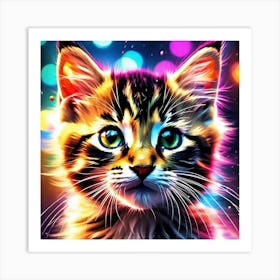 Colorful Kitten Art Print