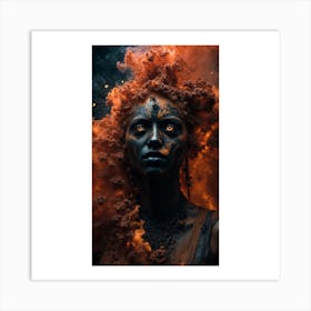 Woman With Smoke On Her Face Art Print