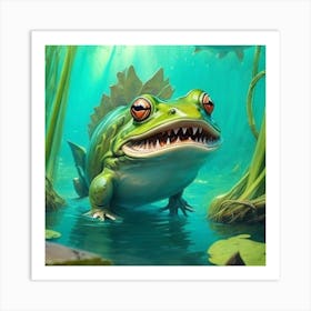 Frog In The Water Art Print