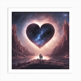 Two People Standing In Front Of A Heart Art Print