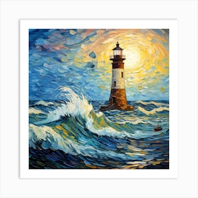 Lighthouse In The Sea Art Print