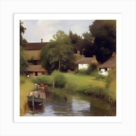 Boat On The River Backwater Art Print