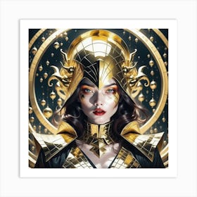 An Ancient beautiful Lady with Gold Helmet Art Print