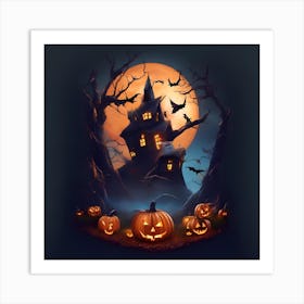 Halloween House In The Forest Art Print