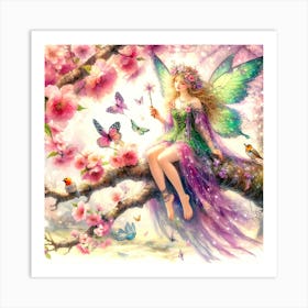 Fairy In Cherry Blossoms Art Print