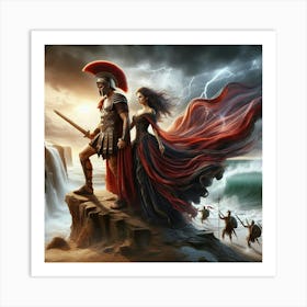 Spartacus Warriors Holding A Woman Hands Art Print