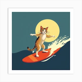 Cat Surfing Art Print