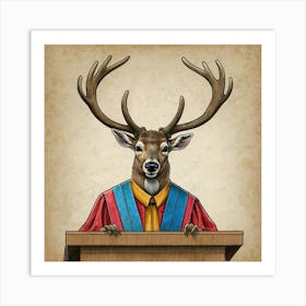 Deer At The Podium 1 Art Print